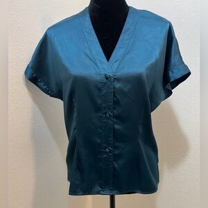 Vintage Rare 90s Victoria’s Secret midnight blue/green Short Sleeve Pajama Top